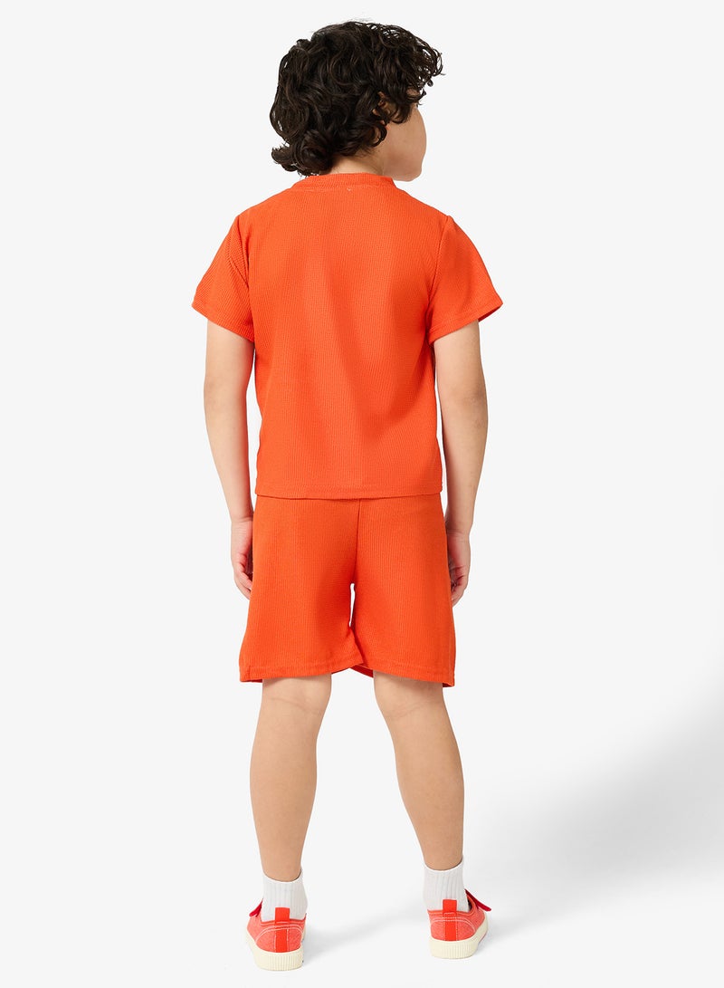 Pinata Orange Pocket Tshirt Short Set - Image 2